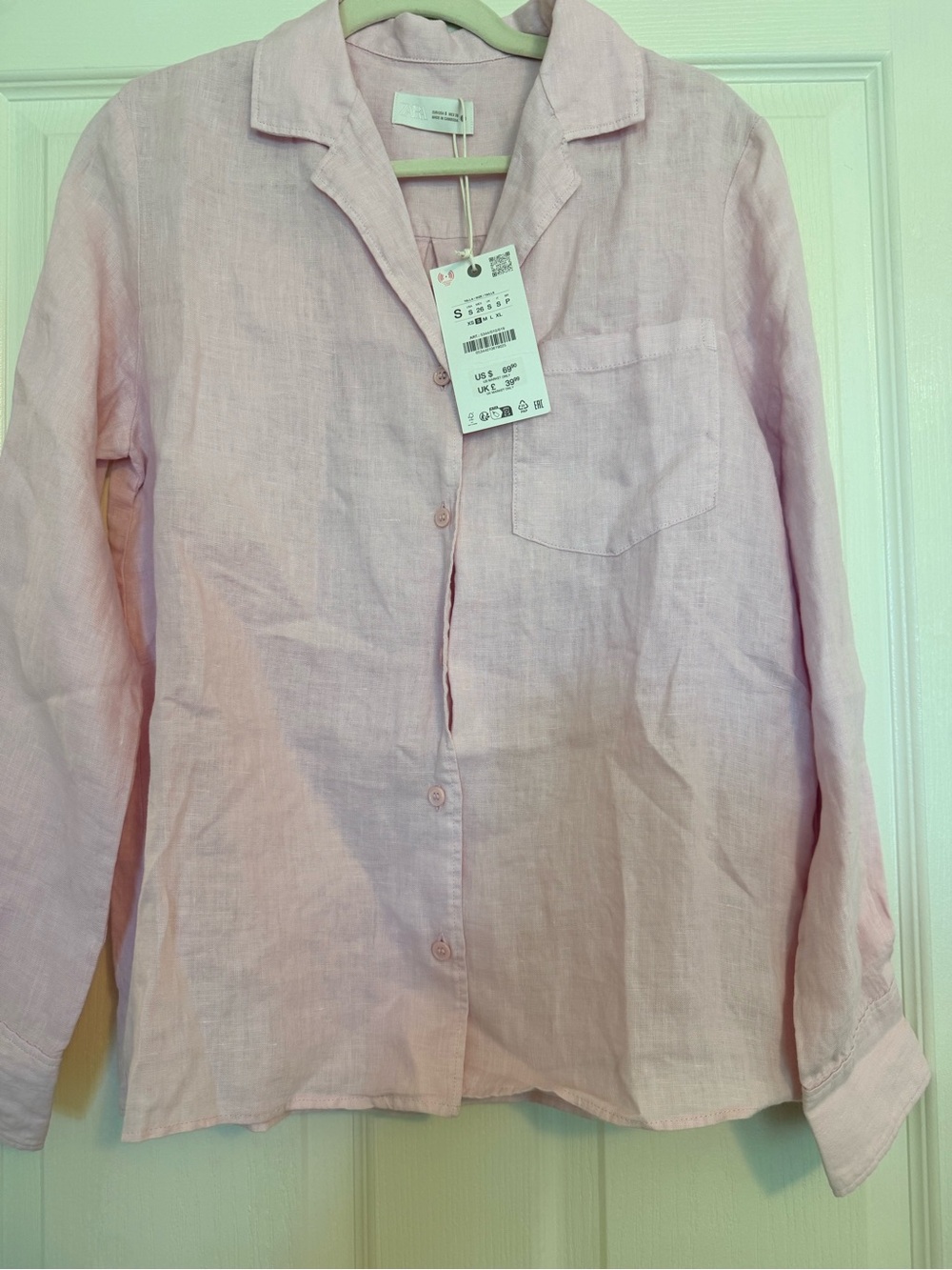 Zara Pale Pink Button-Front Shirt